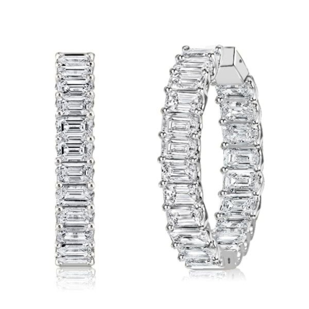 ITALO Elegant Silver Crystal Hoop Earrings